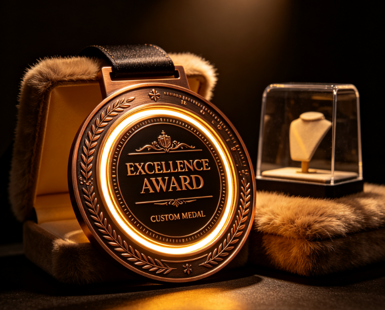 Custom medal manufacturing with detailed metal design and premium finish