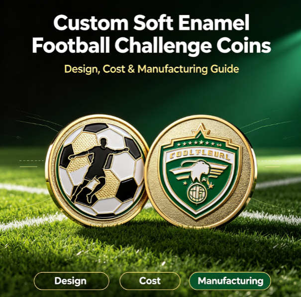 Custom Soft Enamel Football Challenge Coin with Team Logo and Championship Design