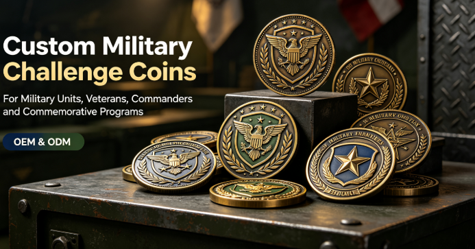 Custom military badges, challenge coins and metal insignia manufactured by ChallengeCoinBadges
