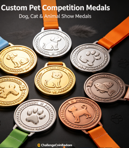 Custom pet championship medals for best in show and competition winners