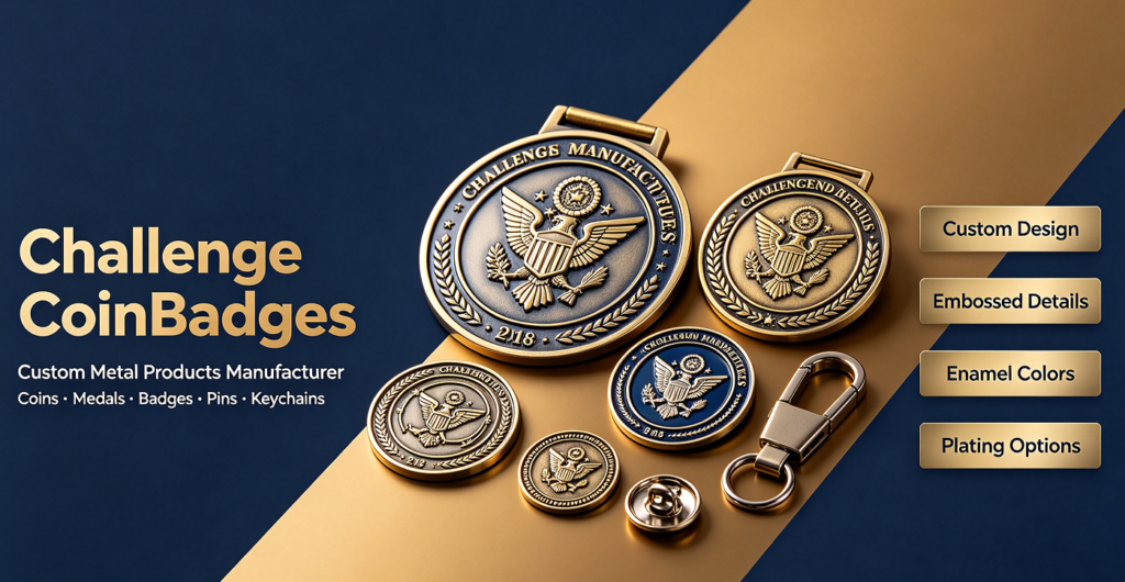 Custom Metal Products Manufacturer for Challenge Coins Medals Badges and Lapel Pins