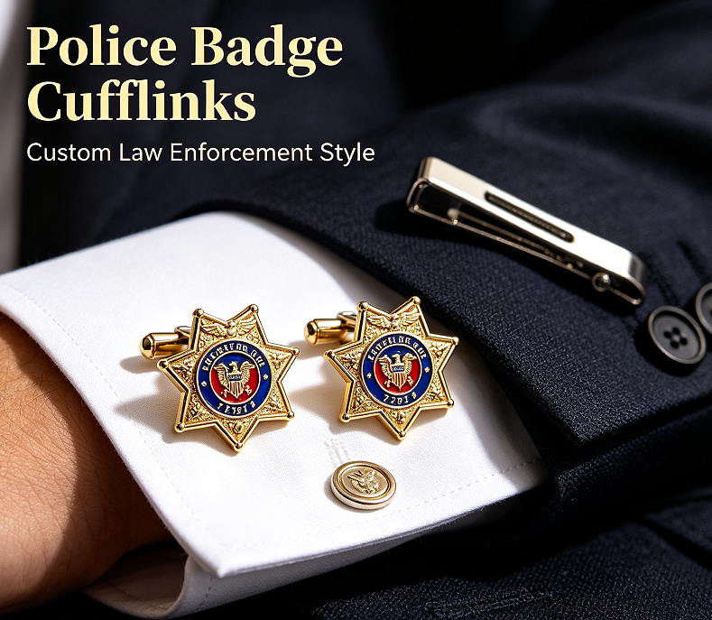 Custom Hard Enamel Law Enforcement Badge Cufflinks Manufacturer – Personalized Police Badge Cufflinks