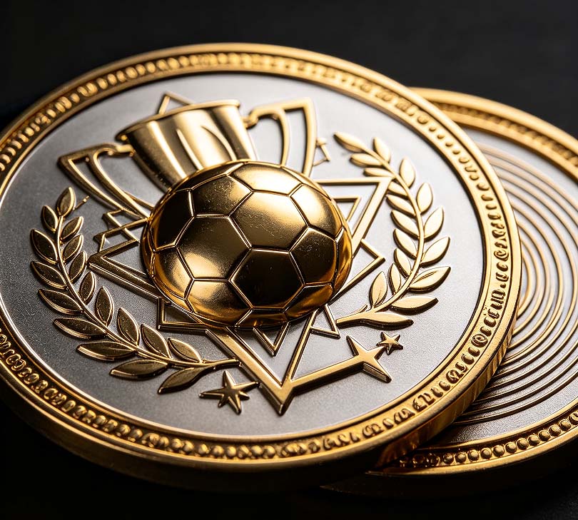 Custom soccer medal challenge coins for teams and tournaments