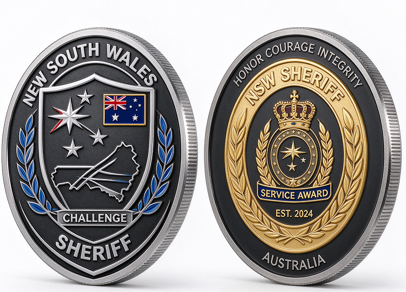 Custom New South Wales NSW Australia Sheriff Badge Challenge Coin